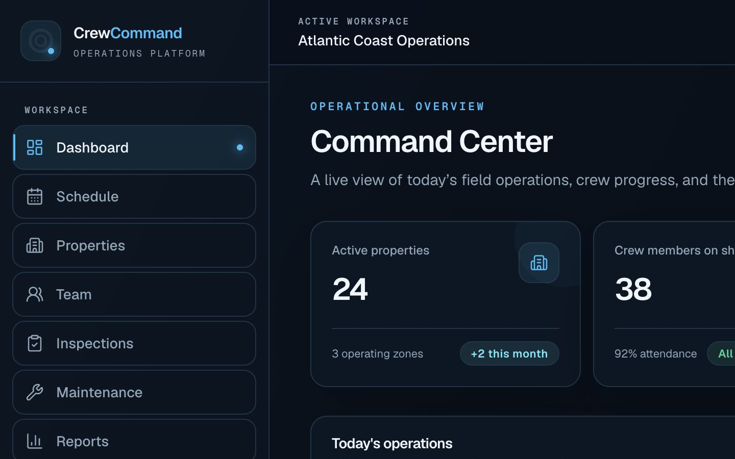 CrewCommand operations dashboard interface